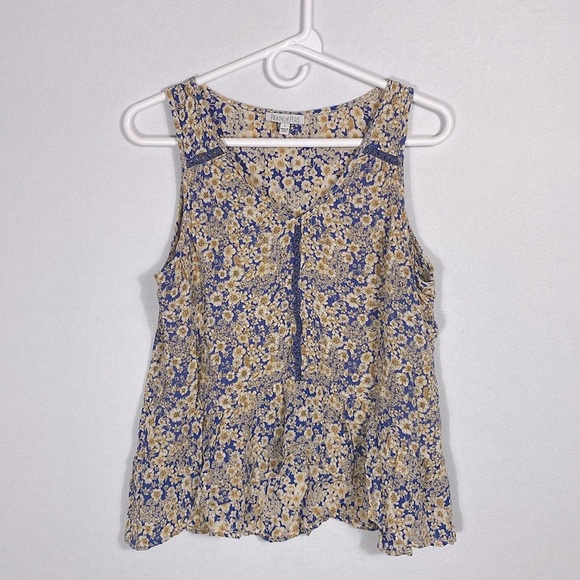 Patrons of Peace Floral Tank Top - Purple and Cream size Large - Picture 10 of 11